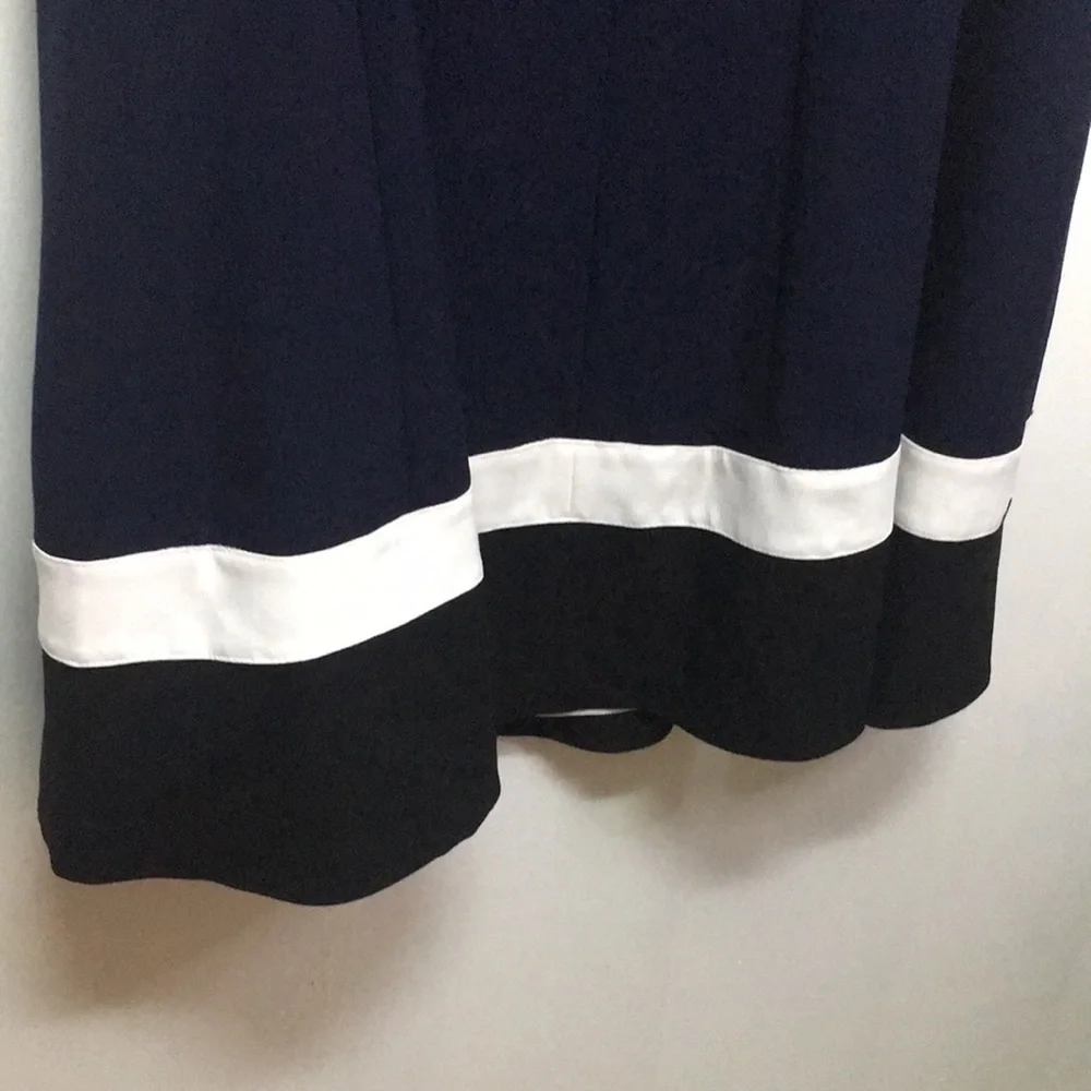 NWT Calvin Klein Woman Belted Navy Blue Fit&Flare Dress: Size 18W - Picture 12 of 13